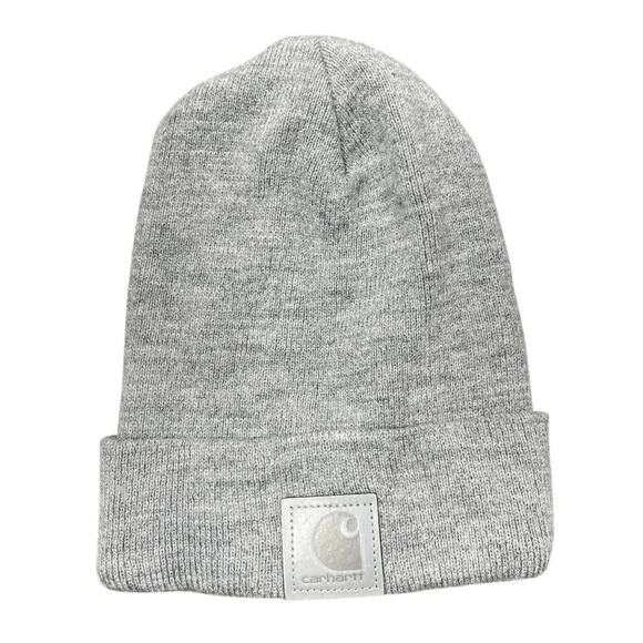 Carhartt Women's Gray Rib Knit Cuffed Snow Winter Bonnet Beanie Hat One Size - Picture 1 of 4